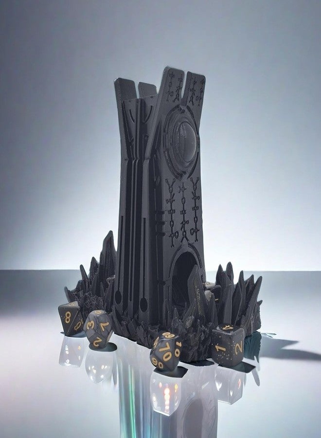 XJPONGC Retro Planet Dice Tower DND Dice Rolling Tower Dice Tower Dungeons and Dragons Dice Jail D&D Accessories (Random 7PCS D20 Dice Set Included) Black - Image 4